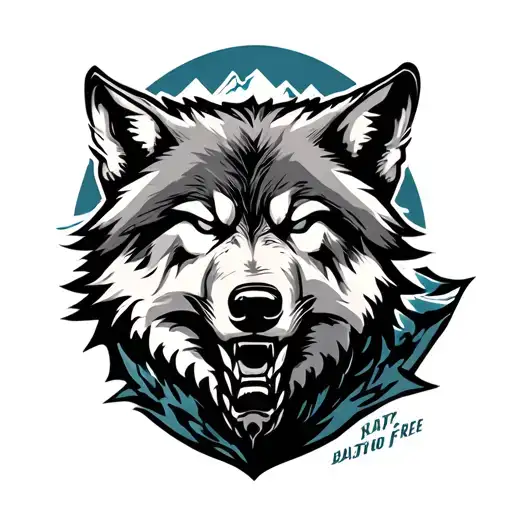 Growling Wolf And Mountains tattoo design idea