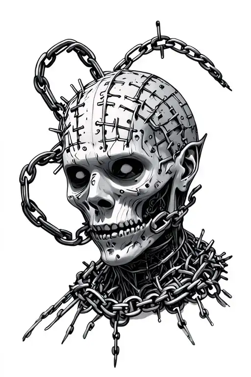 tesseract hellraiser hooks and chains tattoo design idea