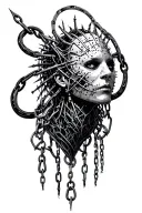 tesseract hellraiser hooks and chains tattoo design idea