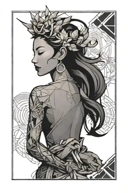 bodhisattva female character tattoo design idea