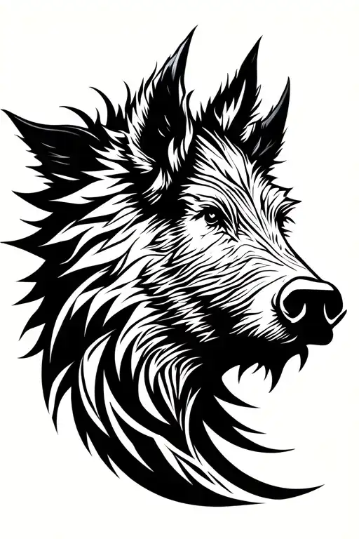boar wild head wearing tattoo design idea