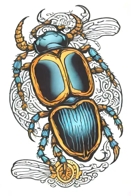 colored scarab beetle tattoo design idea