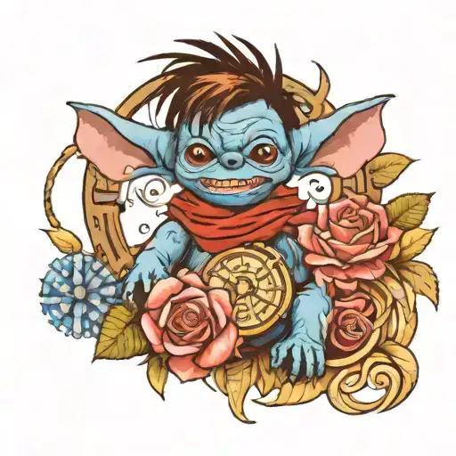 stitch, david bowie, labyrinth movie tattoo design idea