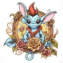 stitch, david bowie, labyrinth movie tattoo design idea