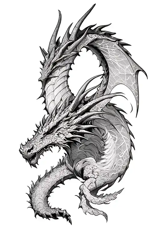 Alduin Skyrim dragon flying tattoo design idea
