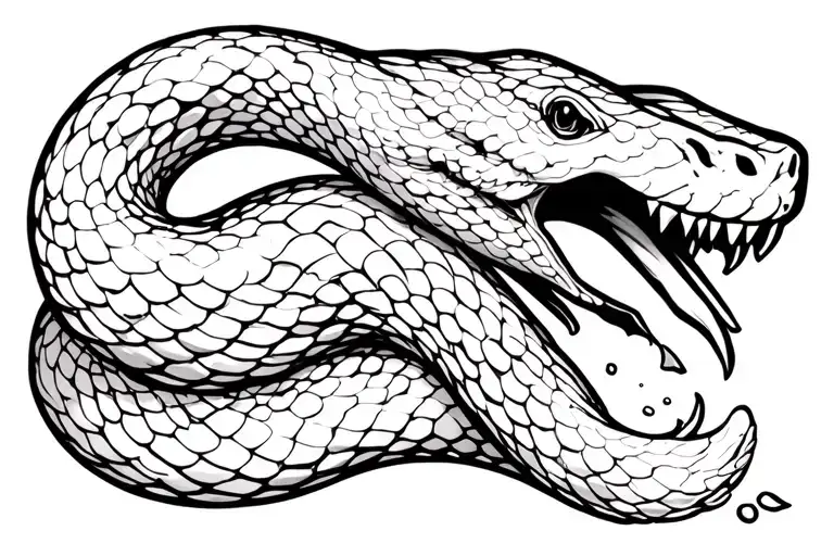 Serpent with tounge stabbed the salt tattoo design idea