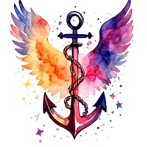 Gramp, Anchor angel wings tattoo design idea