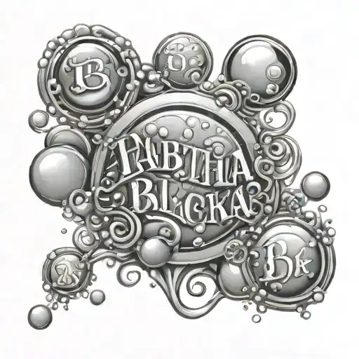 forarm with bubbles all around the name Tabitha tattoo design idea