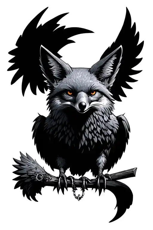 fox - justice _ crow tattoo design idea