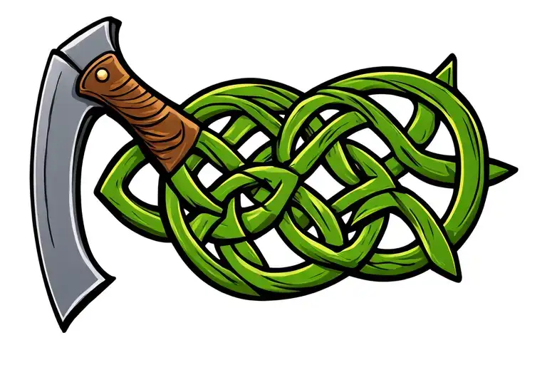 celtic knot with 1 axe embedded tattoo design idea
