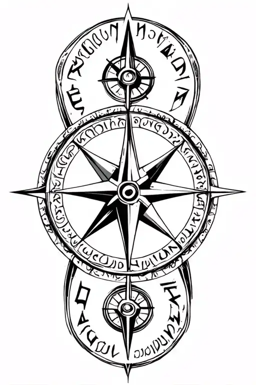 norse compass with runes encircling Seeking tattoo design idea