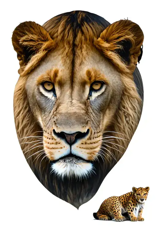 lioness and 3 female lion cubs tattoo design idea