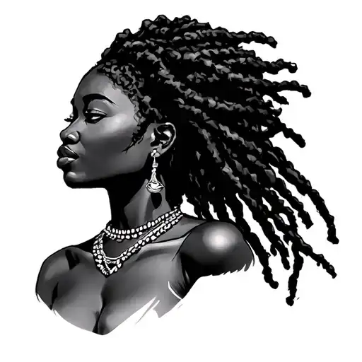 Afrocentric black women with dreads tattoo design idea