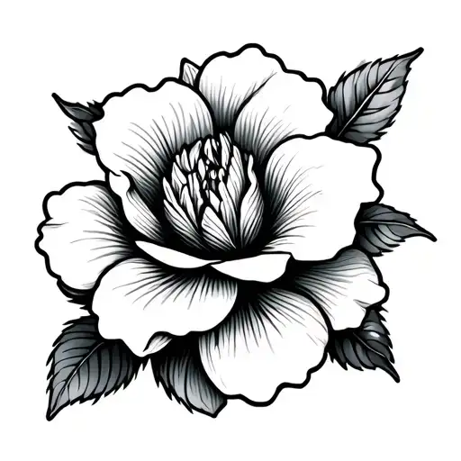 white gardenia flower traditional style tattoo thick outlines - low amount of detail tattoo design idea