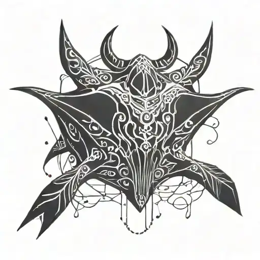 design for me a minimalistic manta drawing stencil tattoo design idea