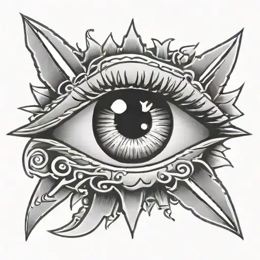 razor blade with an eye in the middle tattoo design idea