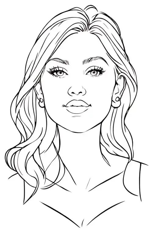 Collarized strong woman confident, upright, whole figure facial expression: cheeky, confident, with one out tattoo design idea