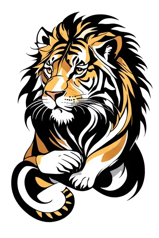 lion hugs tigress symbolizing the client's love tattoo design idea