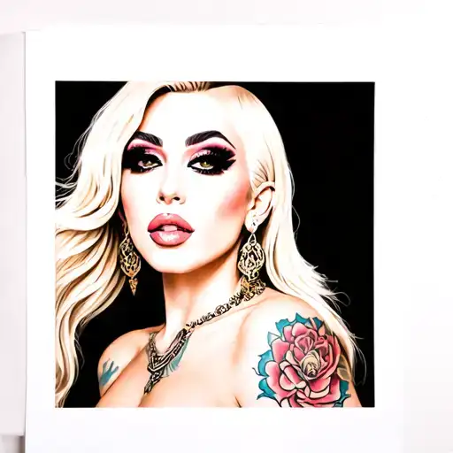 lady Gaga portrait Neo traditional tattoo design idea