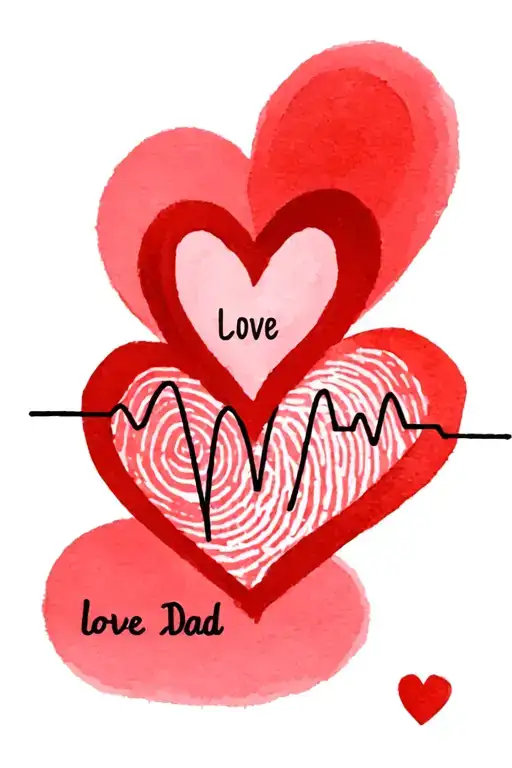 heart beat line connected to love heart and fingerprint with word dad connected to heartbeat  tattoo design idea