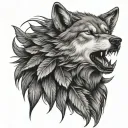 WOLF WITH CROWS tattoo design idea