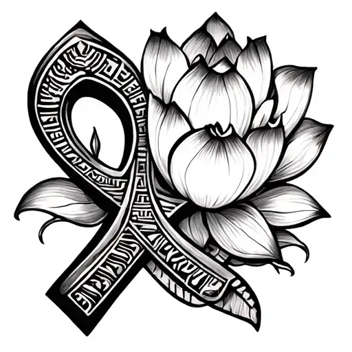 Egyptian ankh with lotus flower  tattoo design idea