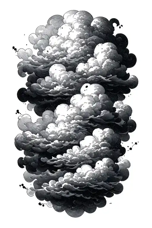dark clouds floating tattoo design idea