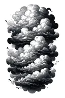 dark clouds floating tattoo design idea