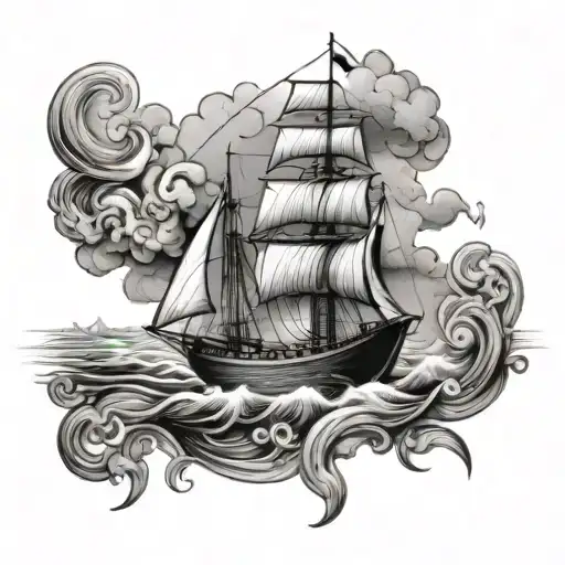 boat sailing tattoo design idea