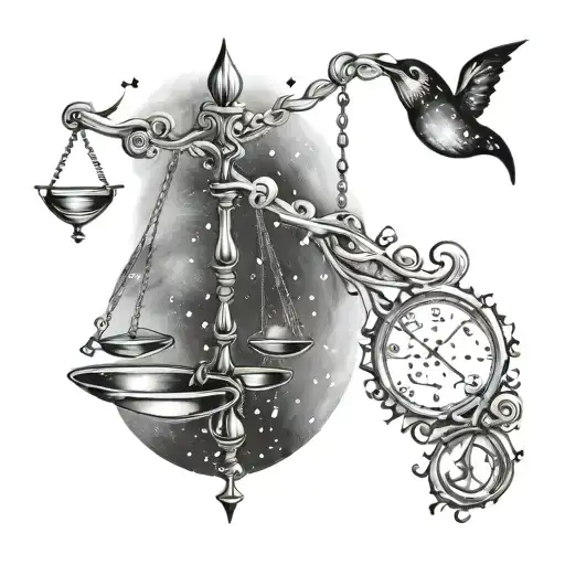 Libra and Pisces constellation images tattoo design idea