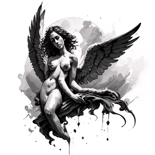 Wounded Angel tattoo design idea