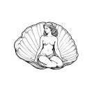 Aphrodite sitting inside a shell tattoo design idea