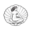 Aphrodite sitting inside a shell tattoo design idea