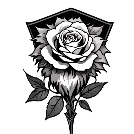 arrowhead with rose and simba inside tattoo design idea