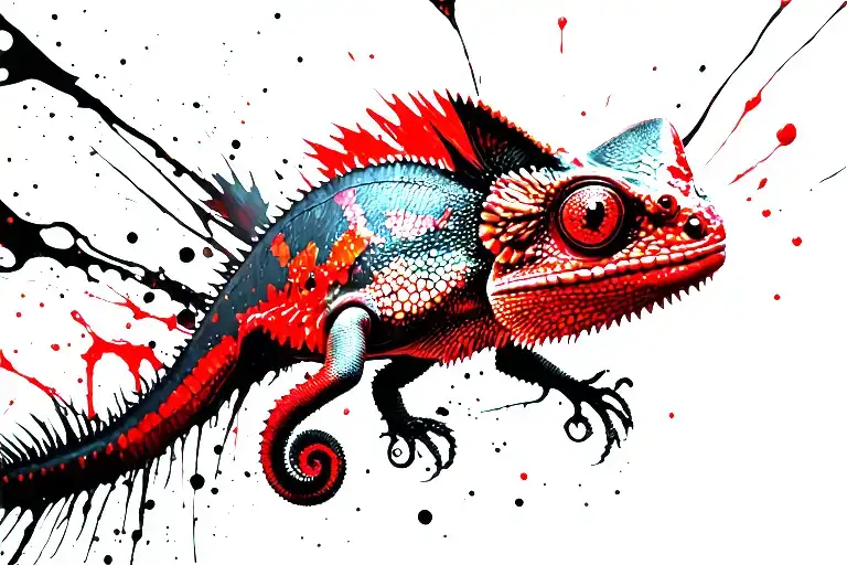 chameleon blending elements tattoo design idea