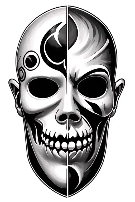 two faced toxic mask  tattoo design idea
