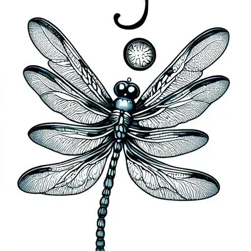 fine line tattoo with dragonfly and a semicolon incorporated tattoo design idea