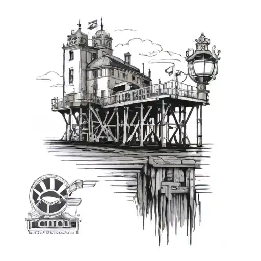 A combination of Cromer Pier in Norfolk and West ham united hammers tattoo design idea