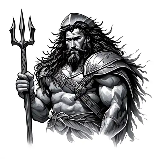 Spartans with Poseidon holding a trident tattoo design idea