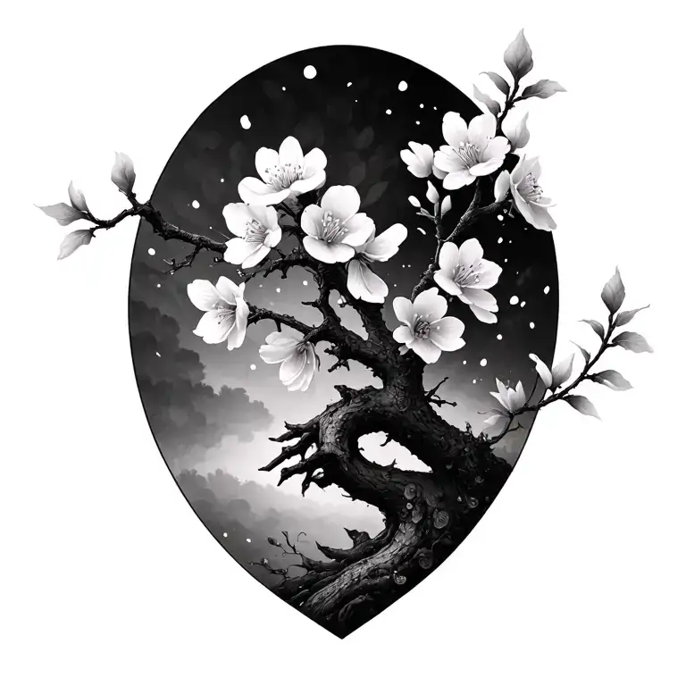 cherry blossom tree tattoo design idea