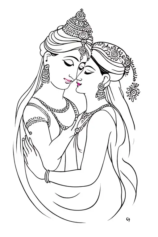 Radha Krishna tattoo design idea