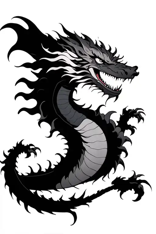 Cyberpunk Japanese dragon tattoo design idea