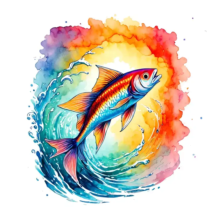 jesus fish swimming upstream tattoo design idea