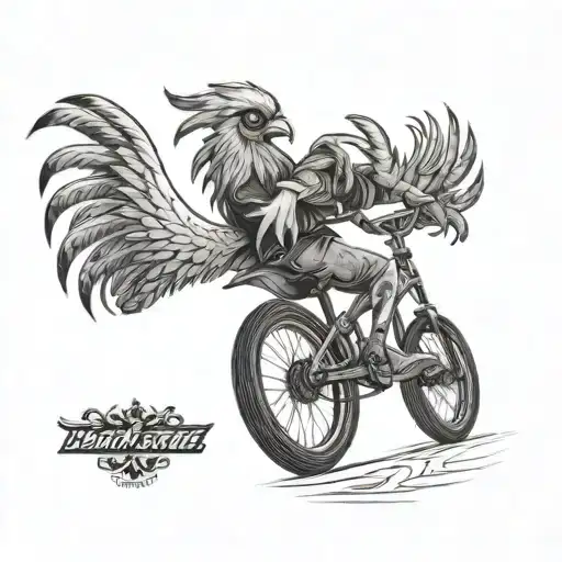 bmx trick rooster texan tattoo design idea