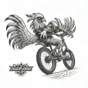 bmx trick rooster texan tattoo design idea