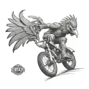 bmx trick rooster texan tattoo design idea