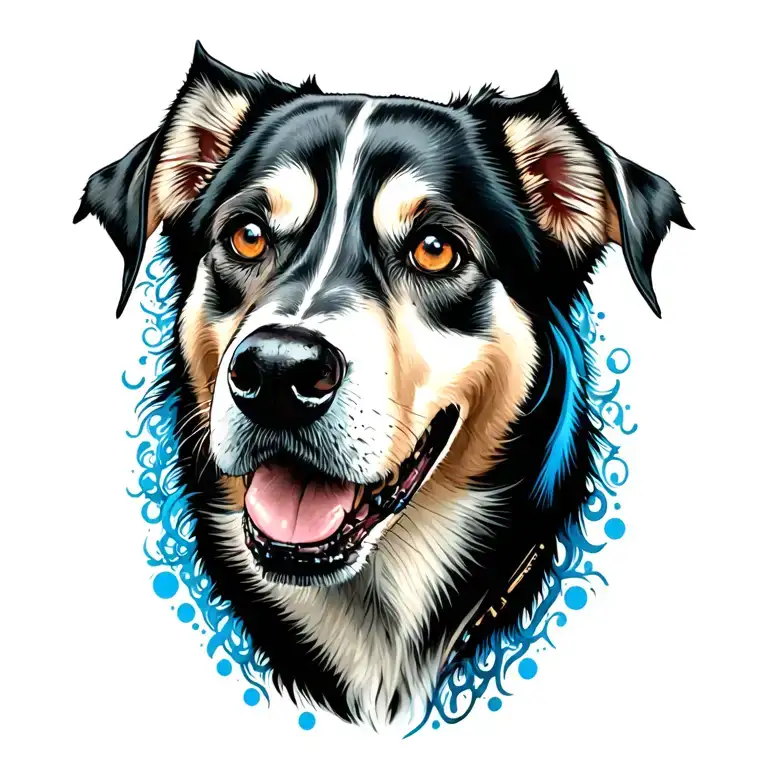 husky blue tick coonhound tattoo design idea