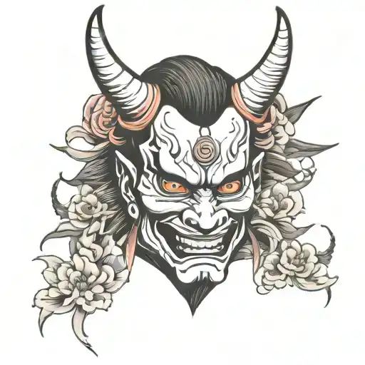 Japanese Samurai Geisha Hannya Mask tattoo design idea