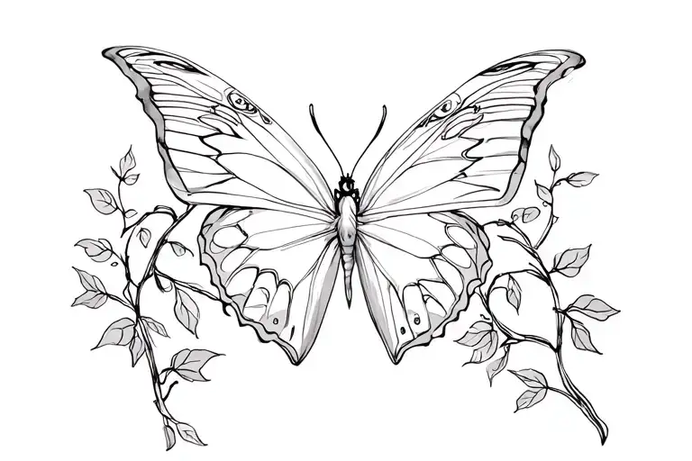 Butterfly ivy vines tattoo design idea