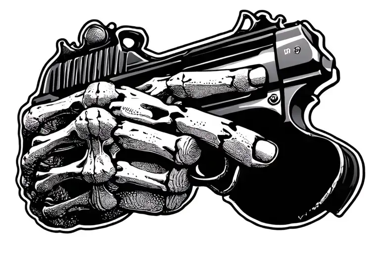 Skeleton hand forming a gun r ' tattoo design idea